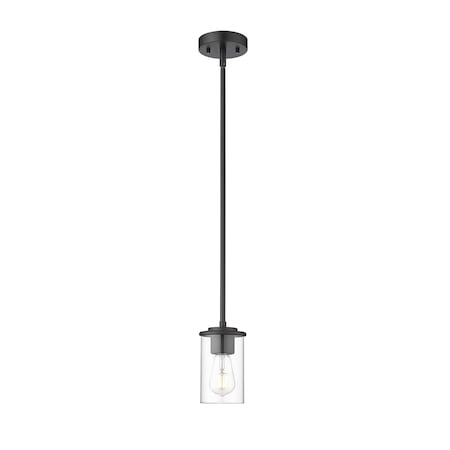 Z-Lite Thayer Pendant, 1-Light, 4.75 In.W x 7.5 In.H, Matte Black/Clear 742MP-MB
